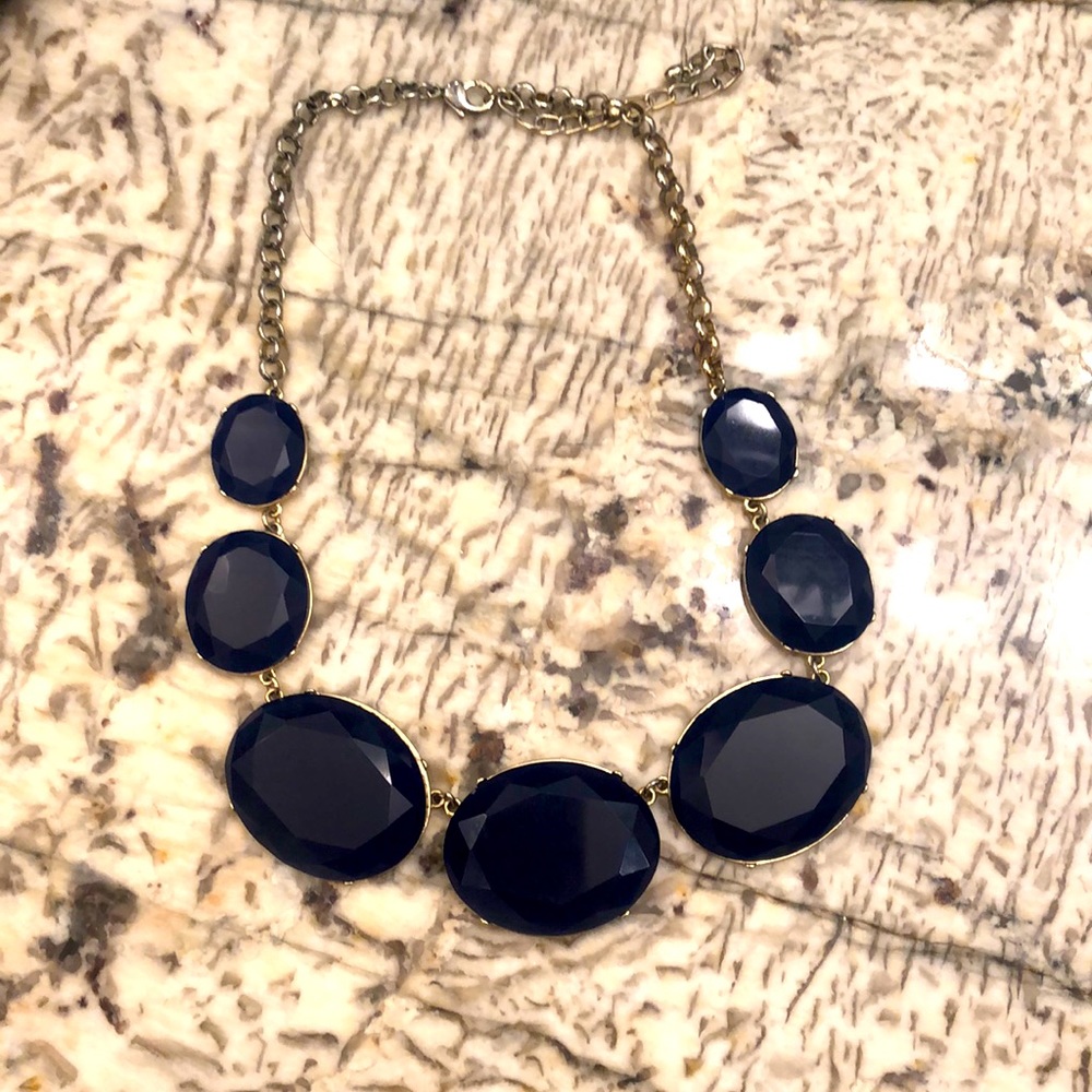 Navy jewel statement necklace